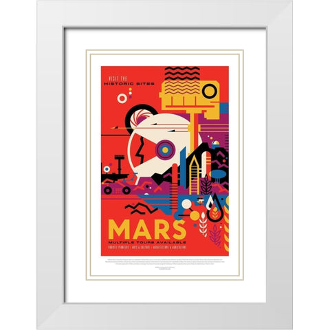 Mars White Modern Wood Framed Art Print with Double Matting by JPL