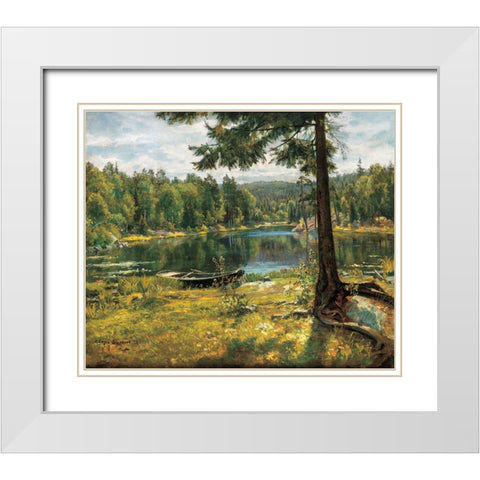 Summer on the Lake White Modern Wood Framed Art Print with Double Matting by Sorensen, Jorgen