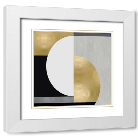 Balanced in Gold I White Modern Wood Framed Art Print with Double Matting by Thompson, Justin