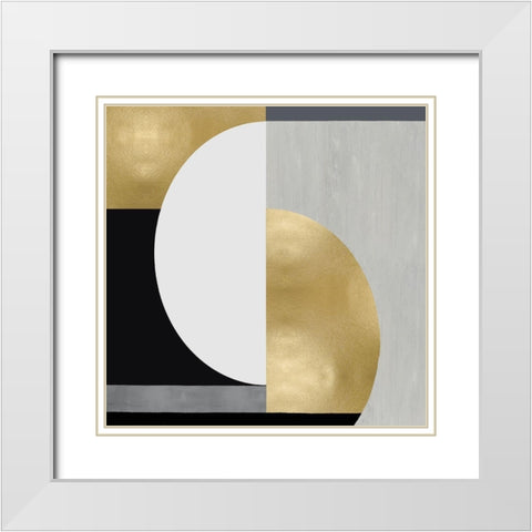 Balanced in Gold I White Modern Wood Framed Art Print with Double Matting by Thompson, Justin