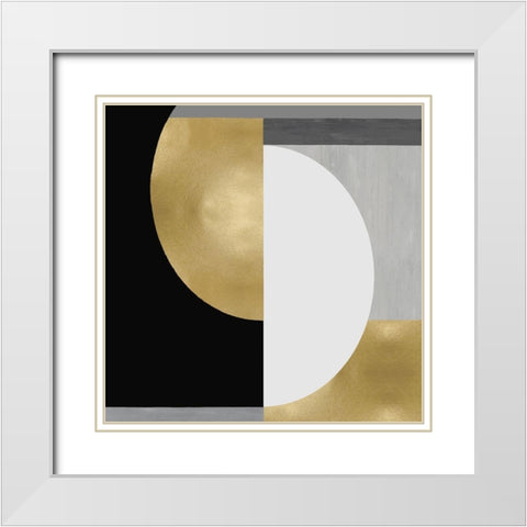 Balanced in Gold II White Modern Wood Framed Art Print with Double Matting by Thompson, Justin