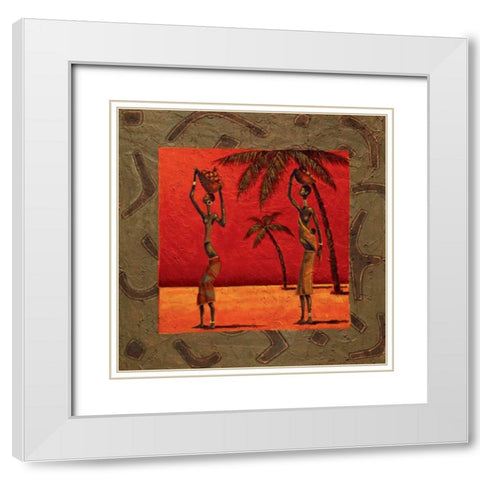 Sun Tribe II White Modern Wood Framed Art Print with Double Matting by Kamba