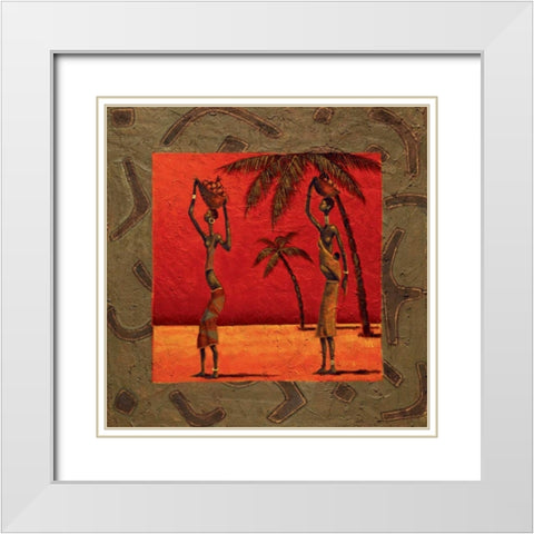 Sun Tribe II White Modern Wood Framed Art Print with Double Matting by Kamba