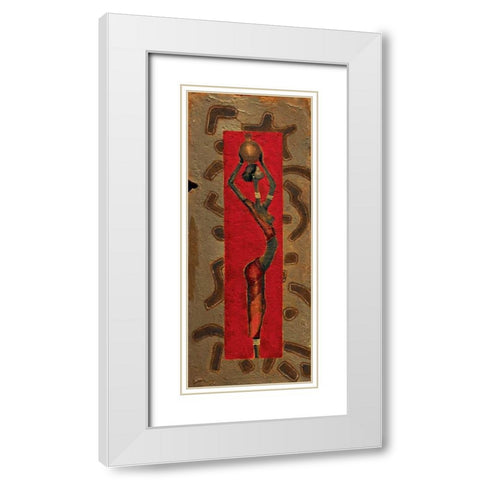 African Lady I White Modern Wood Framed Art Print with Double Matting by Kamba
