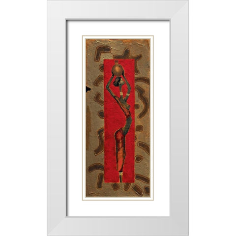 African Lady I White Modern Wood Framed Art Print with Double Matting by Kamba