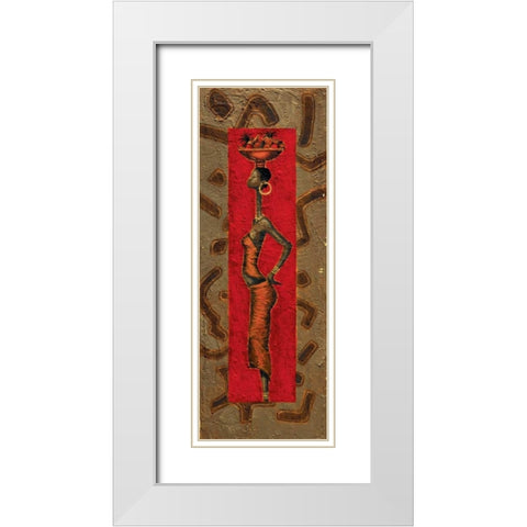 African Lady II White Modern Wood Framed Art Print with Double Matting by Kamba