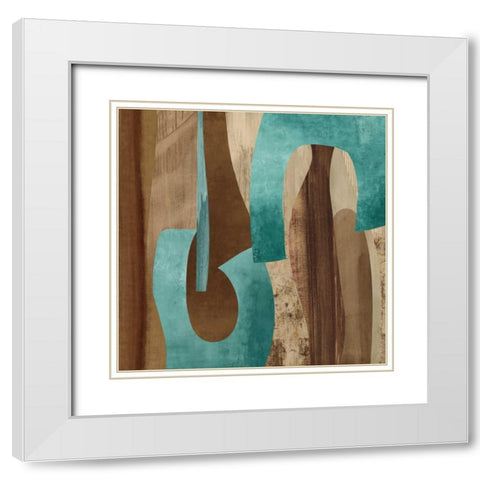 Aqua Turns I White Modern Wood Framed Art Print with Double Matting by Baker, Kevin