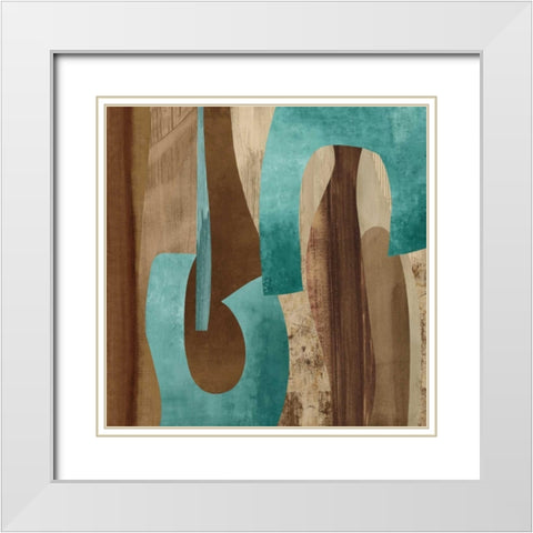 Aqua Turns I White Modern Wood Framed Art Print with Double Matting by Baker, Kevin