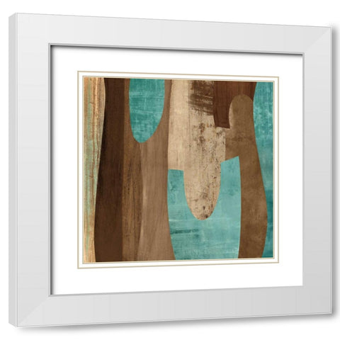 Aqua Turns II White Modern Wood Framed Art Print with Double Matting by Baker, Kevin