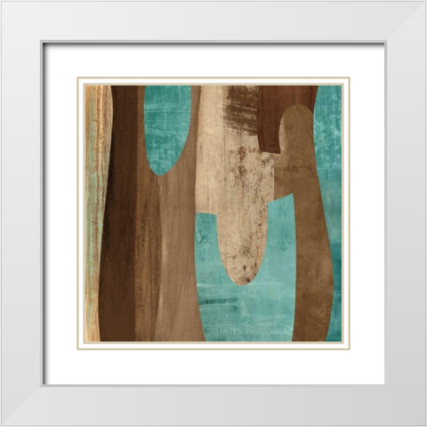 Aqua Turns II White Modern Wood Framed Art Print with Double Matting by Baker, Kevin