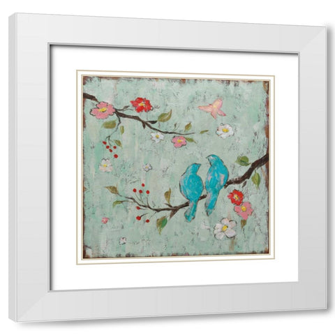 Love Birds I White Modern Wood Framed Art Print with Double Matting by Frances, Katy