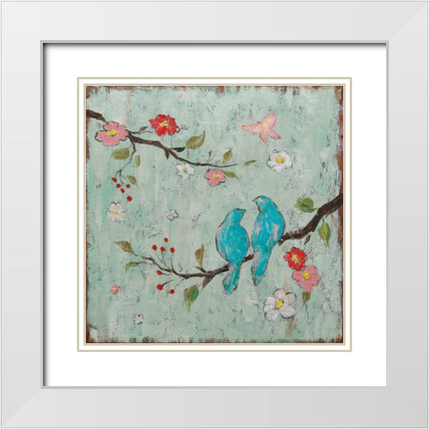 Love Birds I White Modern Wood Framed Art Print with Double Matting by Frances, Katy
