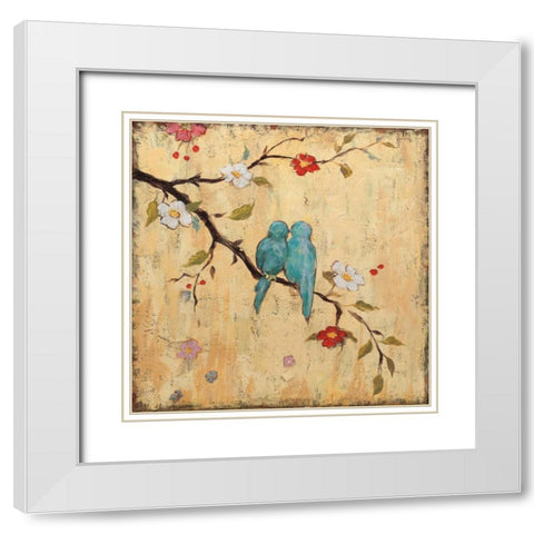 Love Birds II White Modern Wood Framed Art Print with Double Matting by Frances, Katy