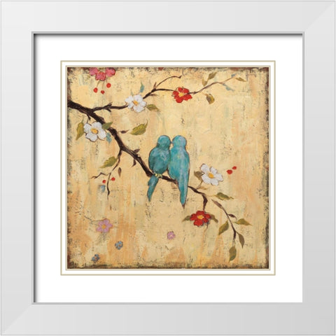 Love Birds II White Modern Wood Framed Art Print with Double Matting by Frances, Katy