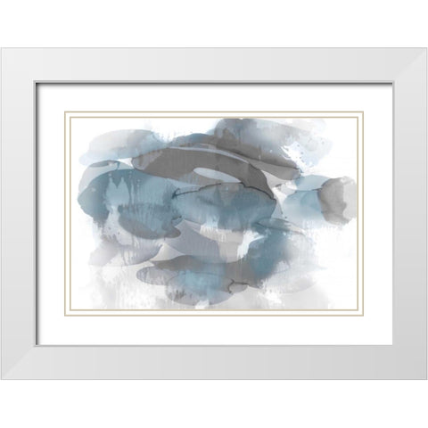 Aqua Flow I White Modern Wood Framed Art Print with Double Matting by Jett, Kristina