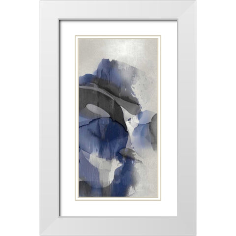 Cascade Indigo Triptych III White Modern Wood Framed Art Print with Double Matting by Jett, Kristina