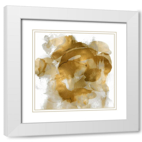 Gold Flow II White Modern Wood Framed Art Print with Double Matting by Jett, Kristina