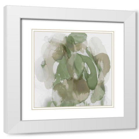 Green Flow I White Modern Wood Framed Art Print with Double Matting by Jett, Kristina