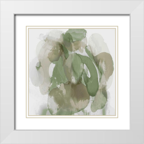 Green Flow I White Modern Wood Framed Art Print with Double Matting by Jett, Kristina