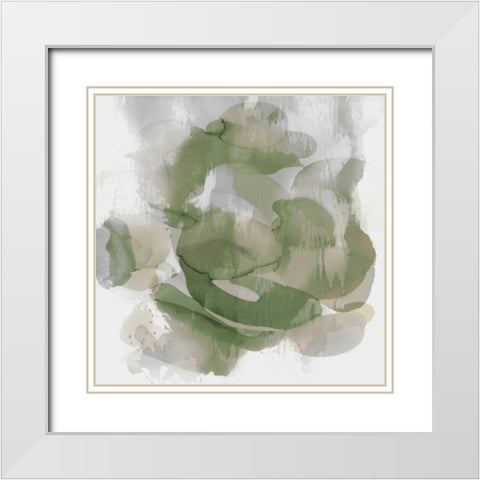 Green Flow II White Modern Wood Framed Art Print with Double Matting by Jett, Kristina