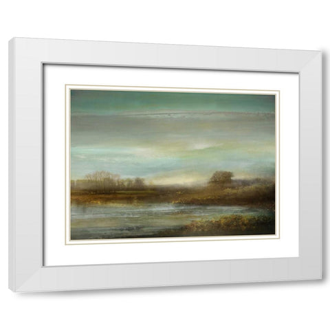 Mist on the Pond White Modern Wood Framed Art Print with Double Matting by Corbin, Kelly