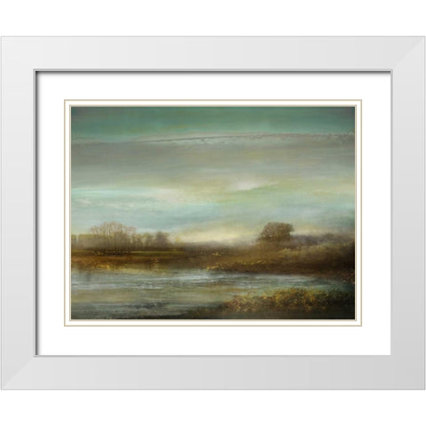 Mist on the Pond White Modern Wood Framed Art Print with Double Matting by Corbin, Kelly