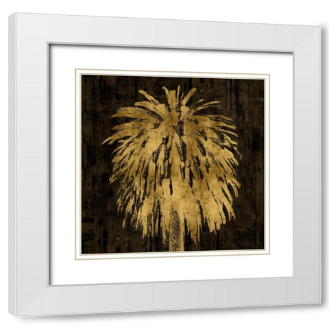 Palms In Gold I White Modern Wood Framed Art Print with Double Matting by Bennett, Kate