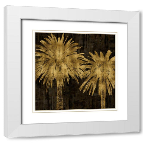 Palms In Gold II White Modern Wood Framed Art Print with Double Matting by Bennett, Kate