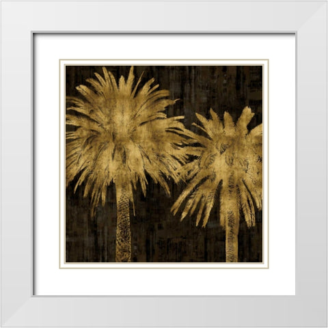 Palms In Gold II White Modern Wood Framed Art Print with Double Matting by Bennett, Kate