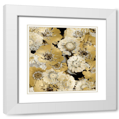 Floral Abundance in Gold IV White Modern Wood Framed Art Print with Double Matting by Bennett, Kate