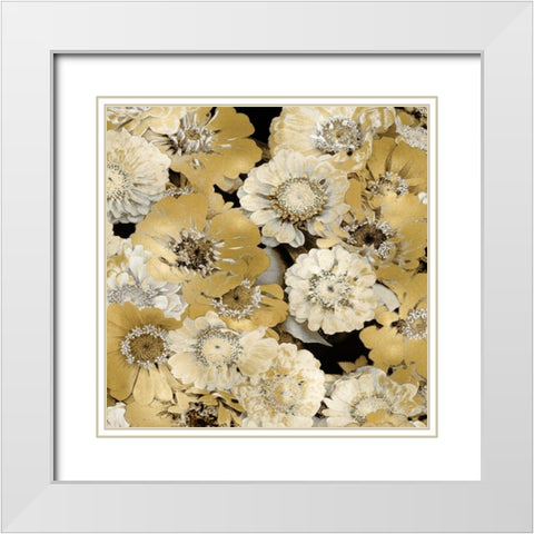Floral Abundance in Gold IV White Modern Wood Framed Art Print with Double Matting by Bennett, Kate