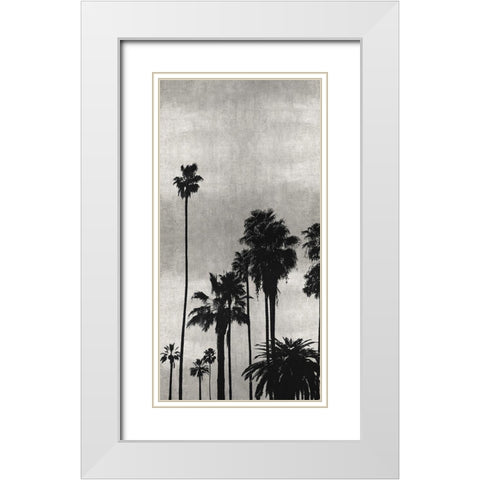 Palm Silhouette on Silver II White Modern Wood Framed Art Print with Double Matting by Bennett, Kate