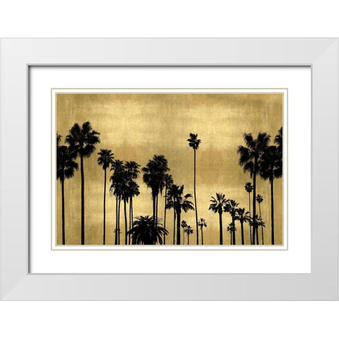Palm Row on Gold White Modern Wood Framed Art Print with Double Matting by Bennett, Kate