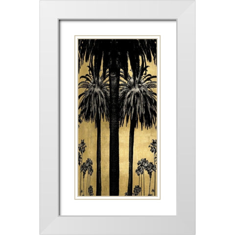 Palms with Gold I White Modern Wood Framed Art Print with Double Matting by Bennett, Kate