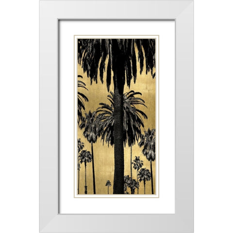 Palms with Gold II White Modern Wood Framed Art Print with Double Matting by Bennett, Kate