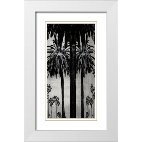 Palms with Silver II White Modern Wood Framed Art Print with Double Matting by Bennett, Kate