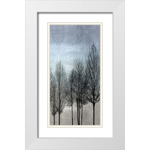 Tree Silhouette III White Modern Wood Framed Art Print with Double Matting by Bennett, Kate