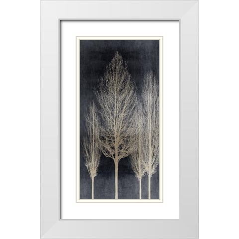 Silver Tree Silhoutte II White Modern Wood Framed Art Print with Double Matting by Bennett, Kate