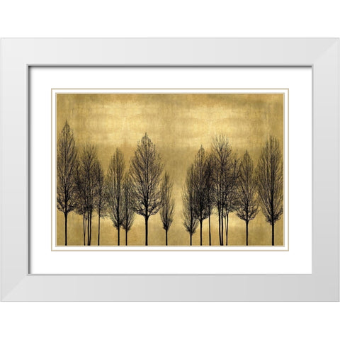 Tree Line on Gold White Modern Wood Framed Art Print with Double Matting by Bennett, Kate