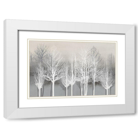 Trees on Gray White Modern Wood Framed Art Print with Double Matting by Bennett, Kate