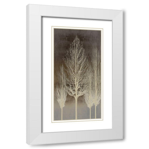 Trees on Brown Panel II White Modern Wood Framed Art Print with Double Matting by Bennett, Kate
