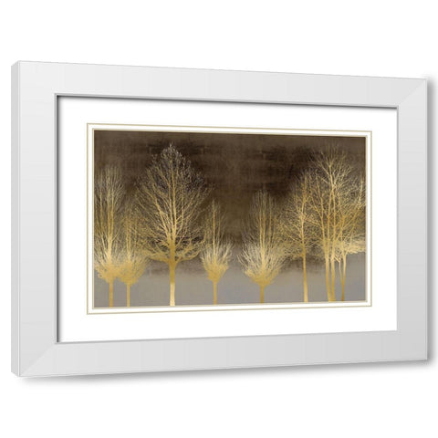 Gold Forest on Brown White Modern Wood Framed Art Print with Double Matting by Bennett, Kate
