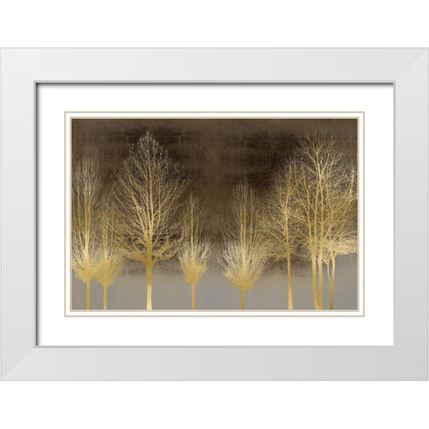Gold Forest on Brown White Modern Wood Framed Art Print with Double Matting by Bennett, Kate