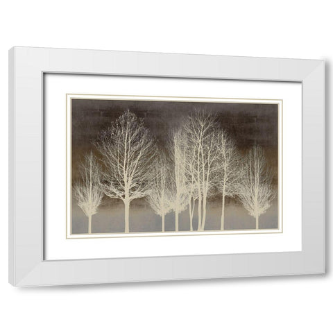 Trees on Brown Panel III White Modern Wood Framed Art Print with Double Matting by Bennett, Kate