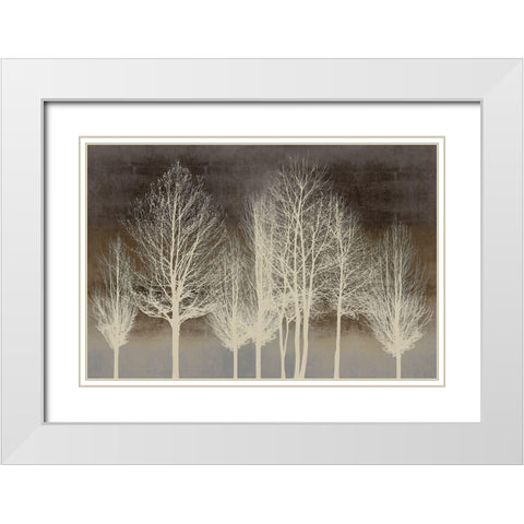 Trees on Brown Panel III White Modern Wood Framed Art Print with Double Matting by Bennett, Kate