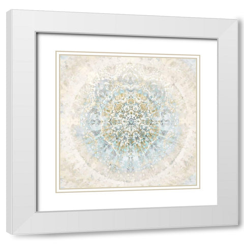 Tapestry Aqua Blue White Modern Wood Framed Art Print with Double Matting by Kearns, Molly