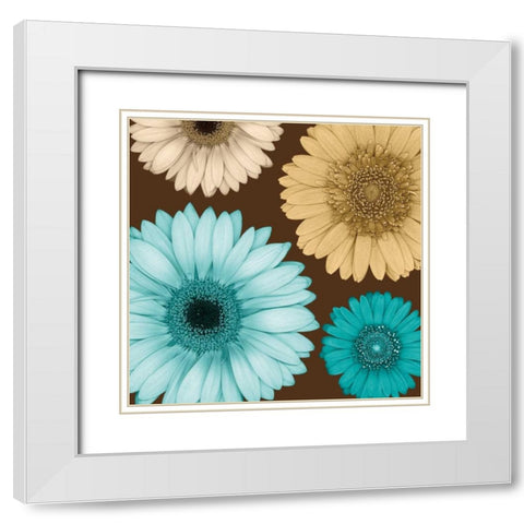 Daisy Quartet I White Modern Wood Framed Art Print with Double Matting by Blake, Lindsay