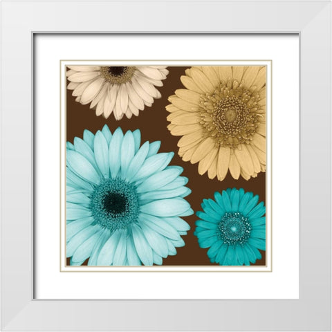 Daisy Quartet I White Modern Wood Framed Art Print with Double Matting by Blake, Lindsay