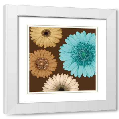Daisy Quartet II White Modern Wood Framed Art Print with Double Matting by Blake, Lindsay