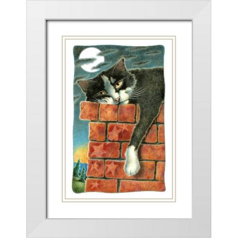 Chimney Sweep (with Moon) White Modern Wood Framed Art Print with Double Matting by Seeley, Laura